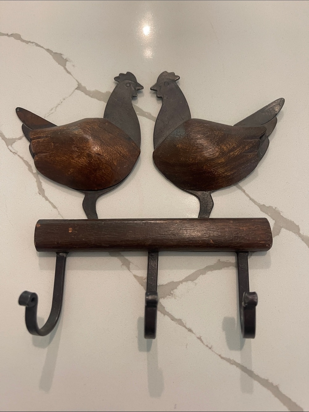 Rustic Brown Chicken Hook Rack by